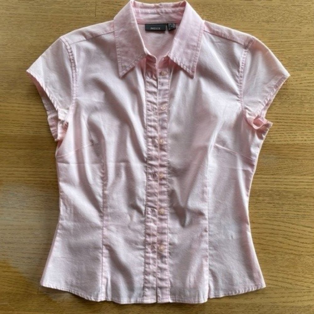 MEXX  SHORT-SLEEVED BUTTON-DOWN FITTED BLOUSE  Pink, Size 4 - Picture 6 of 10